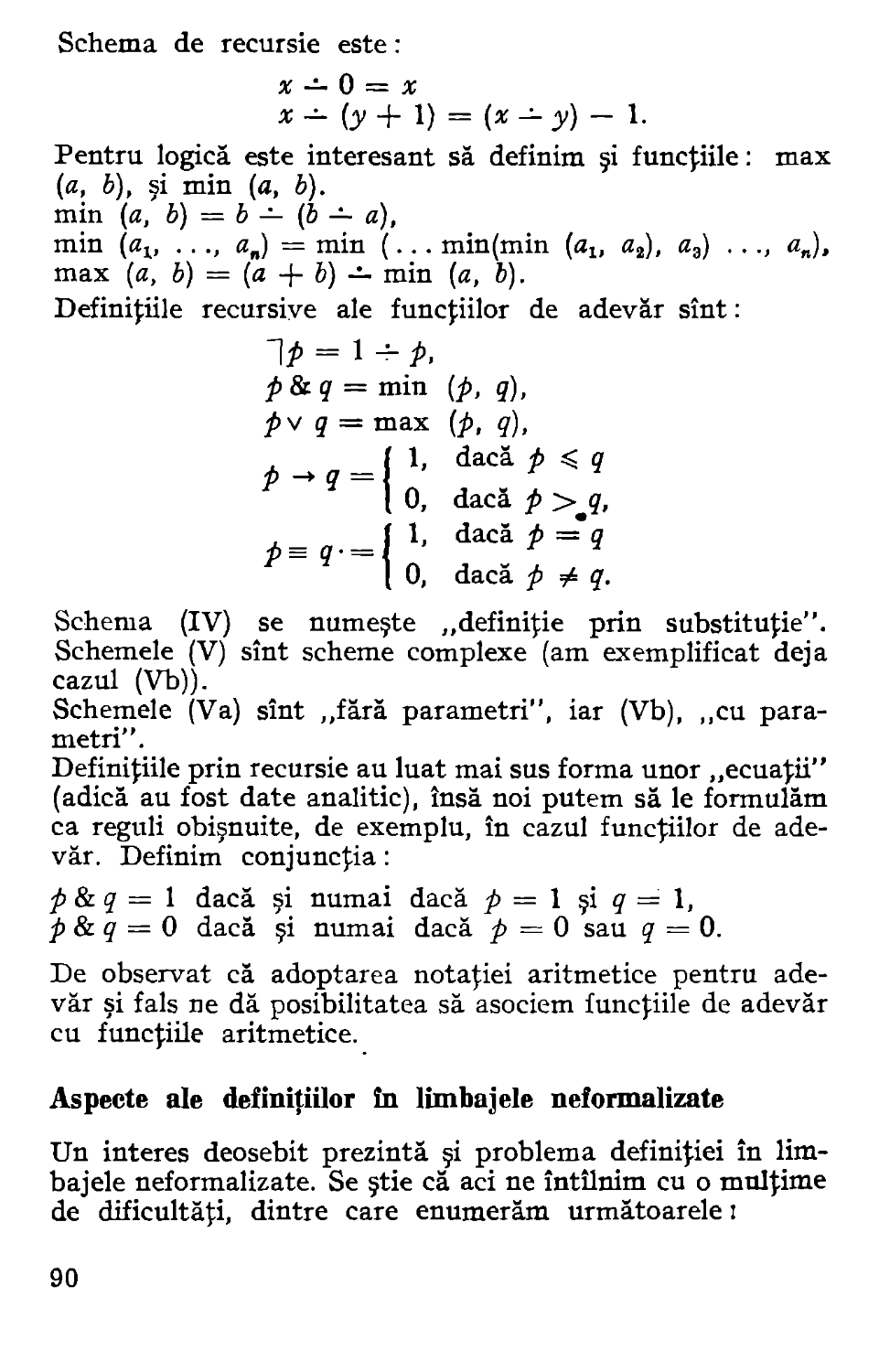 Aspecte ale definiţiilor în limbajele neformalizate