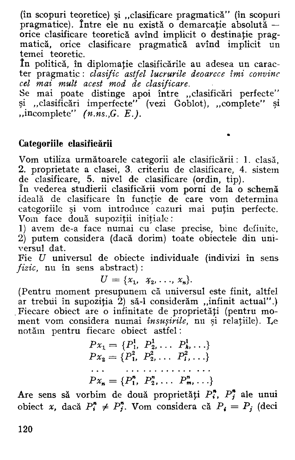 Categoriile clasificării