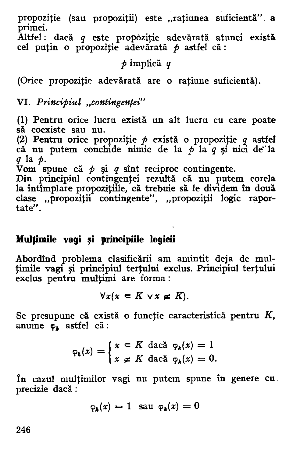 Mulţimile vagi şi principiile logicii