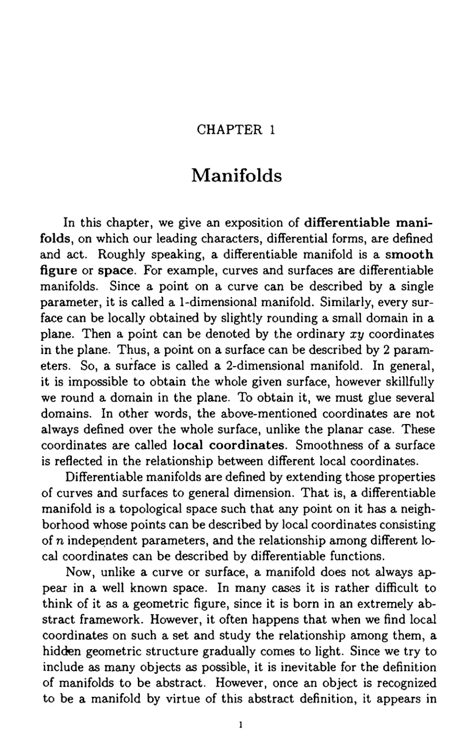 Chapter 1 Manifolds