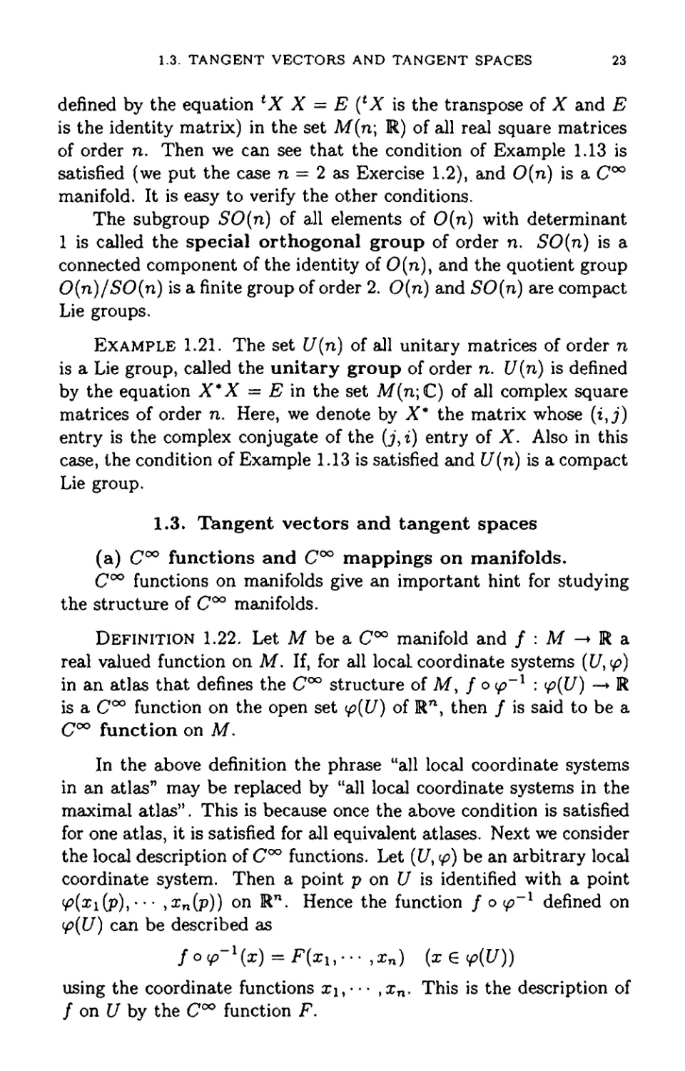 1.3 Tangent vectors and tangent spaces
23
23