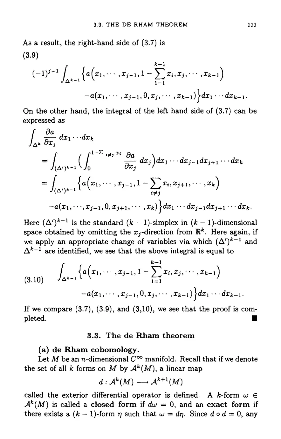 3.3 The de Rham theorem
111
111