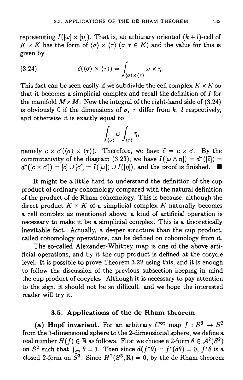 3.5 Applications of the de Rham theorem