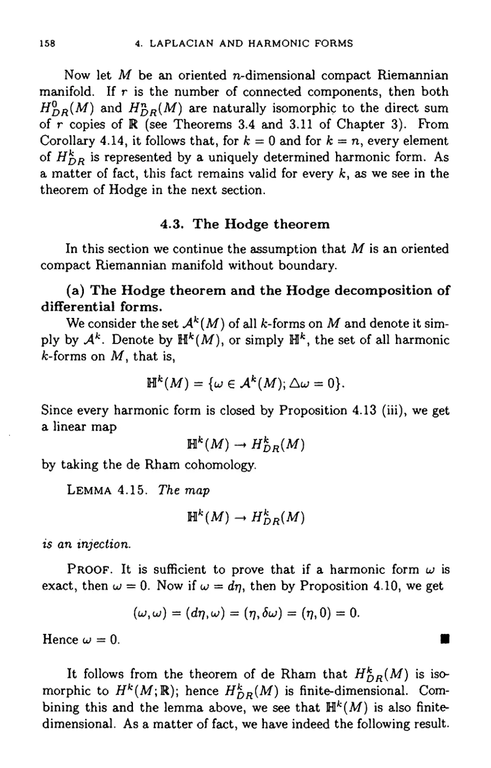 4.3 The Hodge theorem