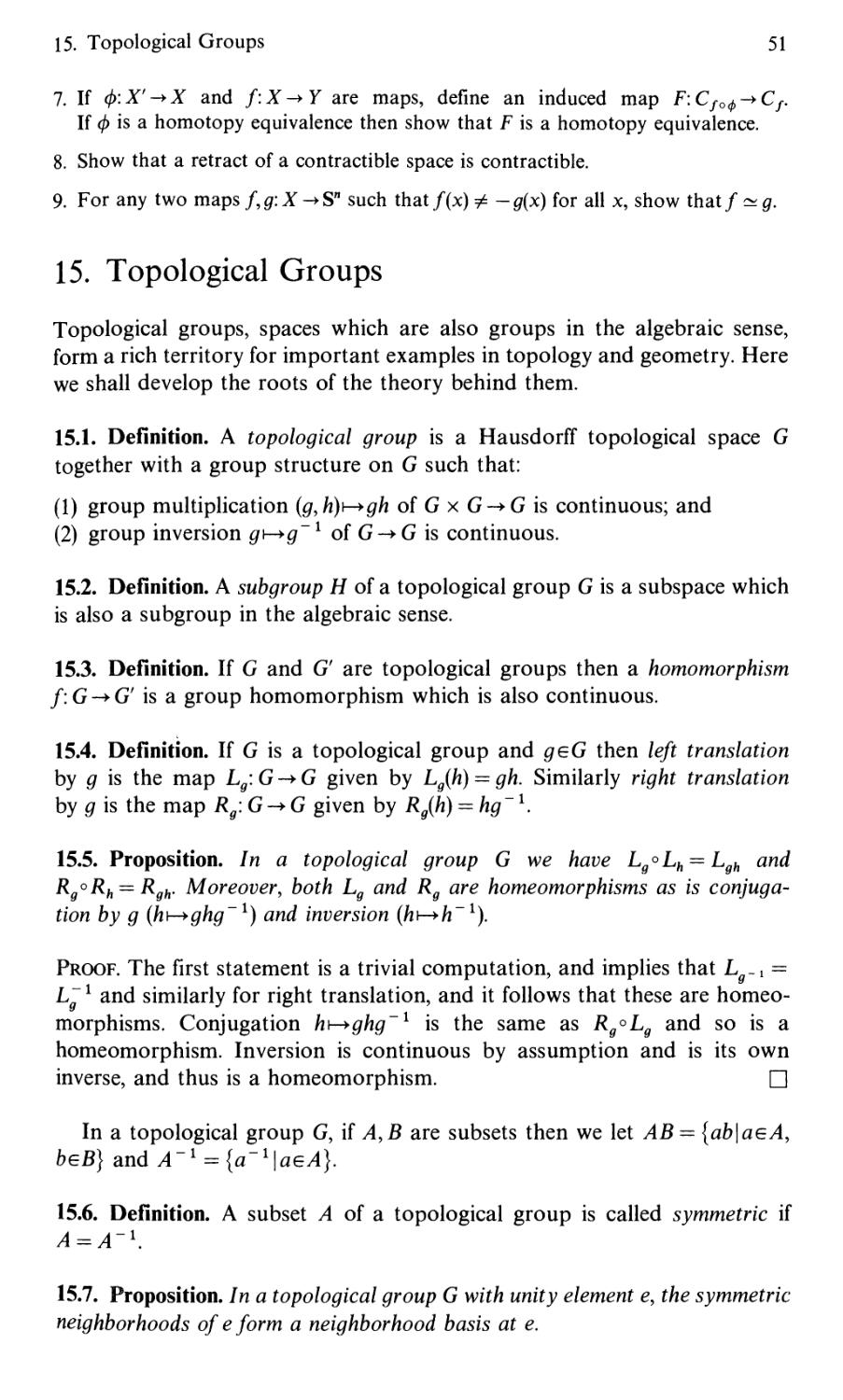15. Topological Groups