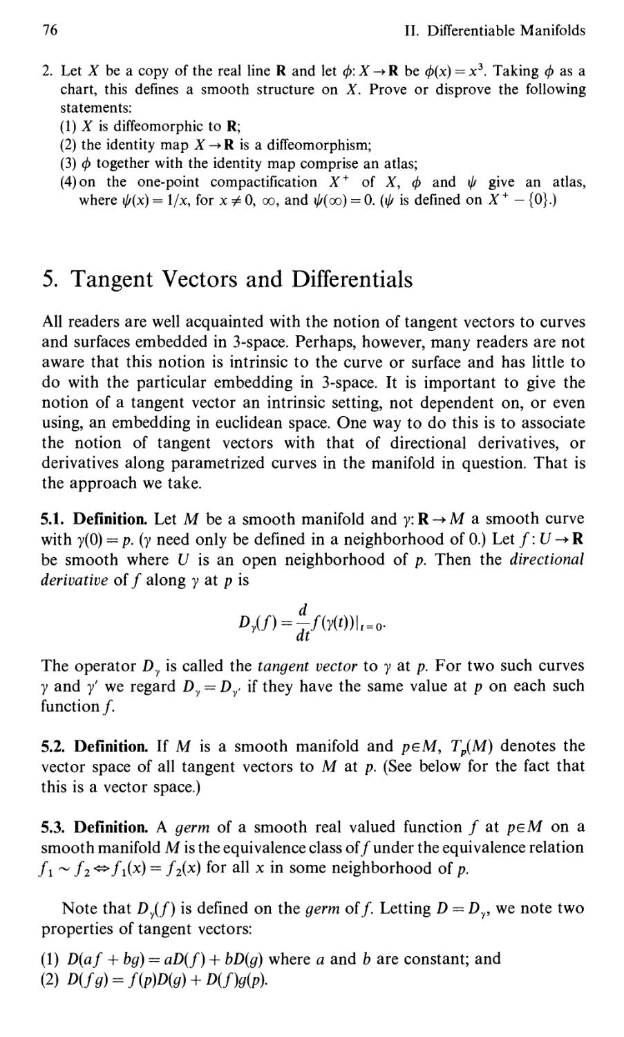 5. Tangent Vectors and Differentials