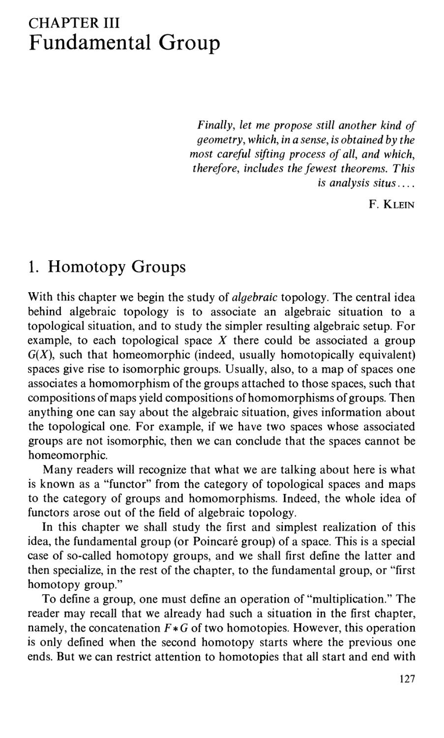 Chapter III. Fundamental Group