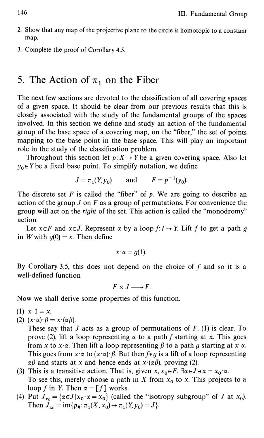5. The Action of π₁ on the Fiber