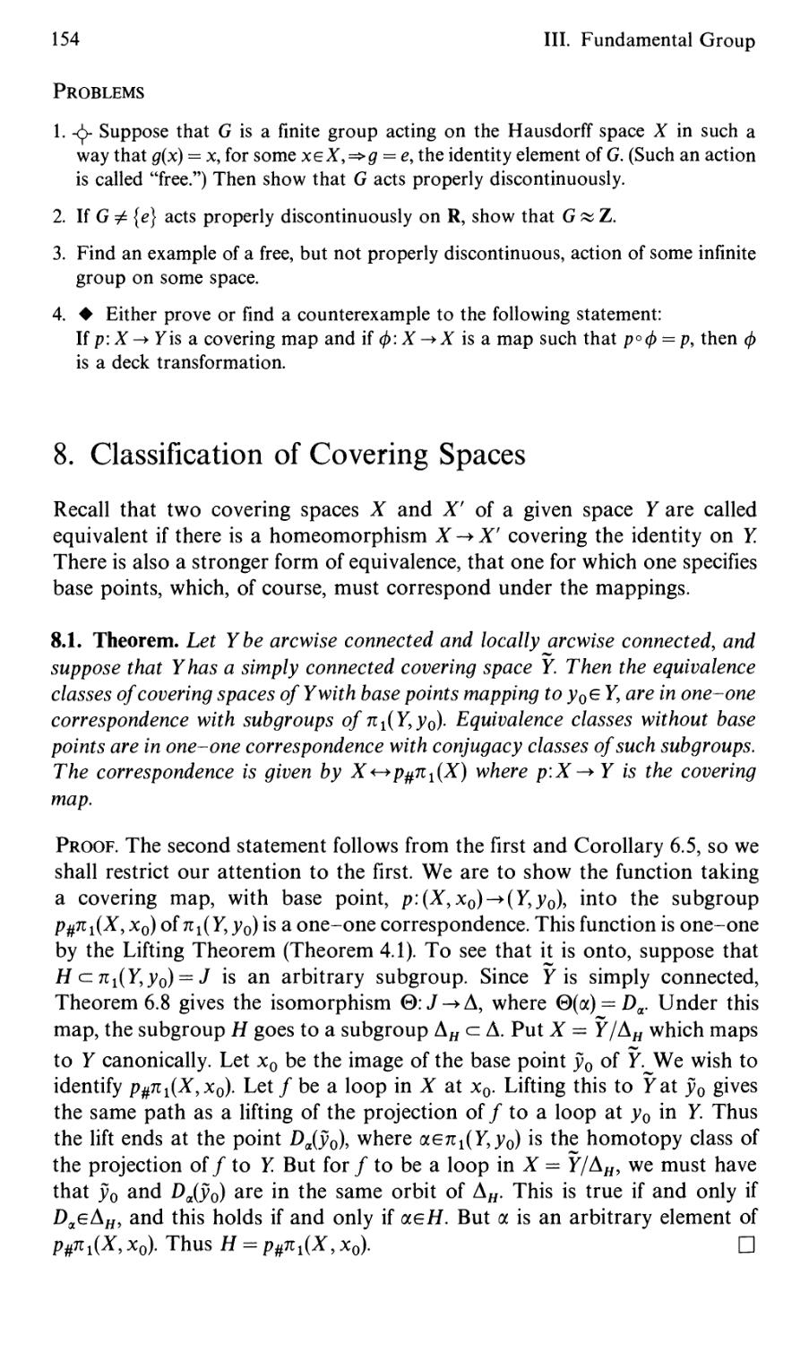 8. Classification of Covering Spaces
