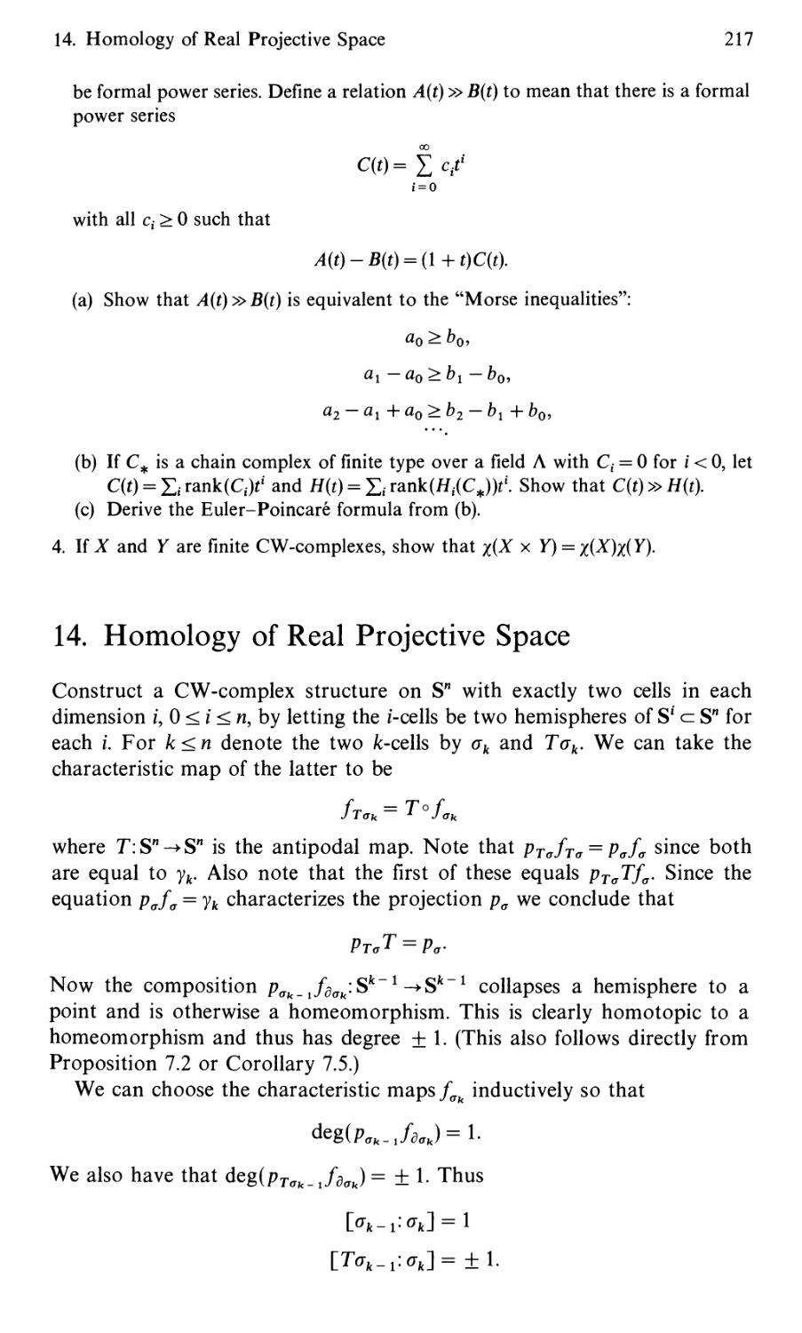 14. Homology of Real Projective Space