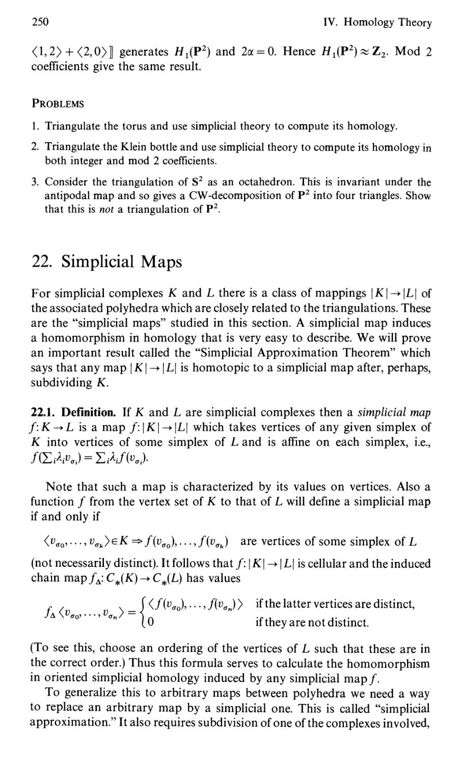 22. Simplicial Maps