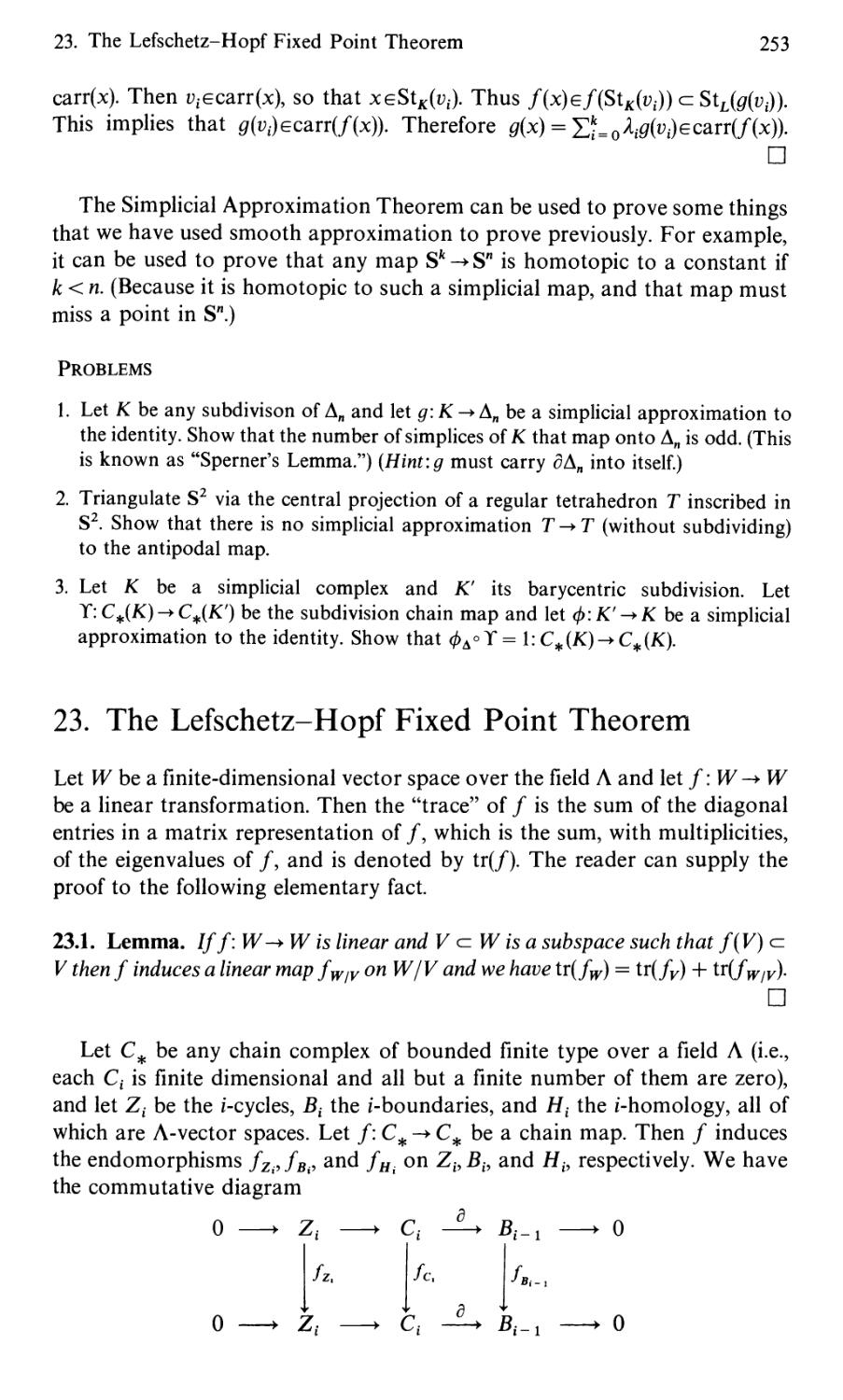23. The Lefschetz-Hopf Fixed Point Theorem