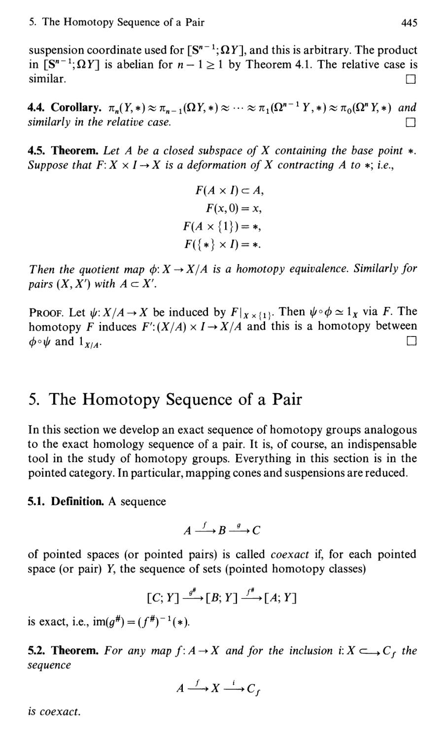 5. The Homotopy Sequence of a Pair