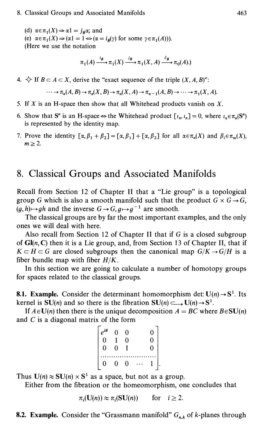 8. Classical Groups and Associated Manifolds