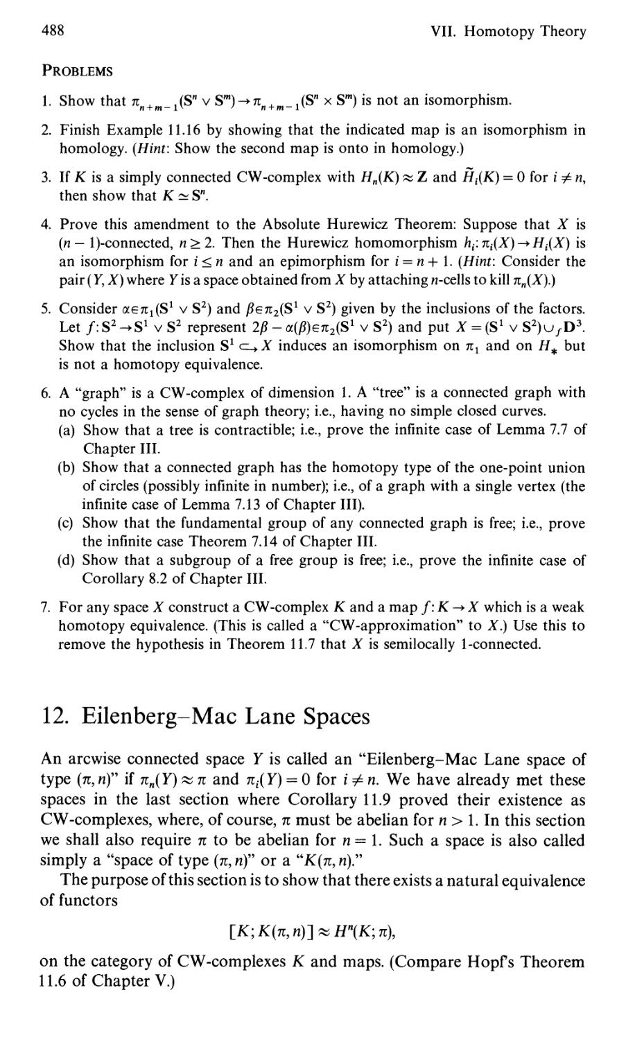 12. Eilenberg-Mac Lane Spaces