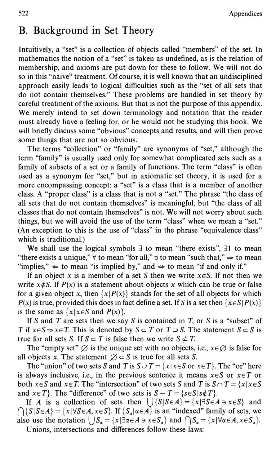 App. B. Background in Set Theory