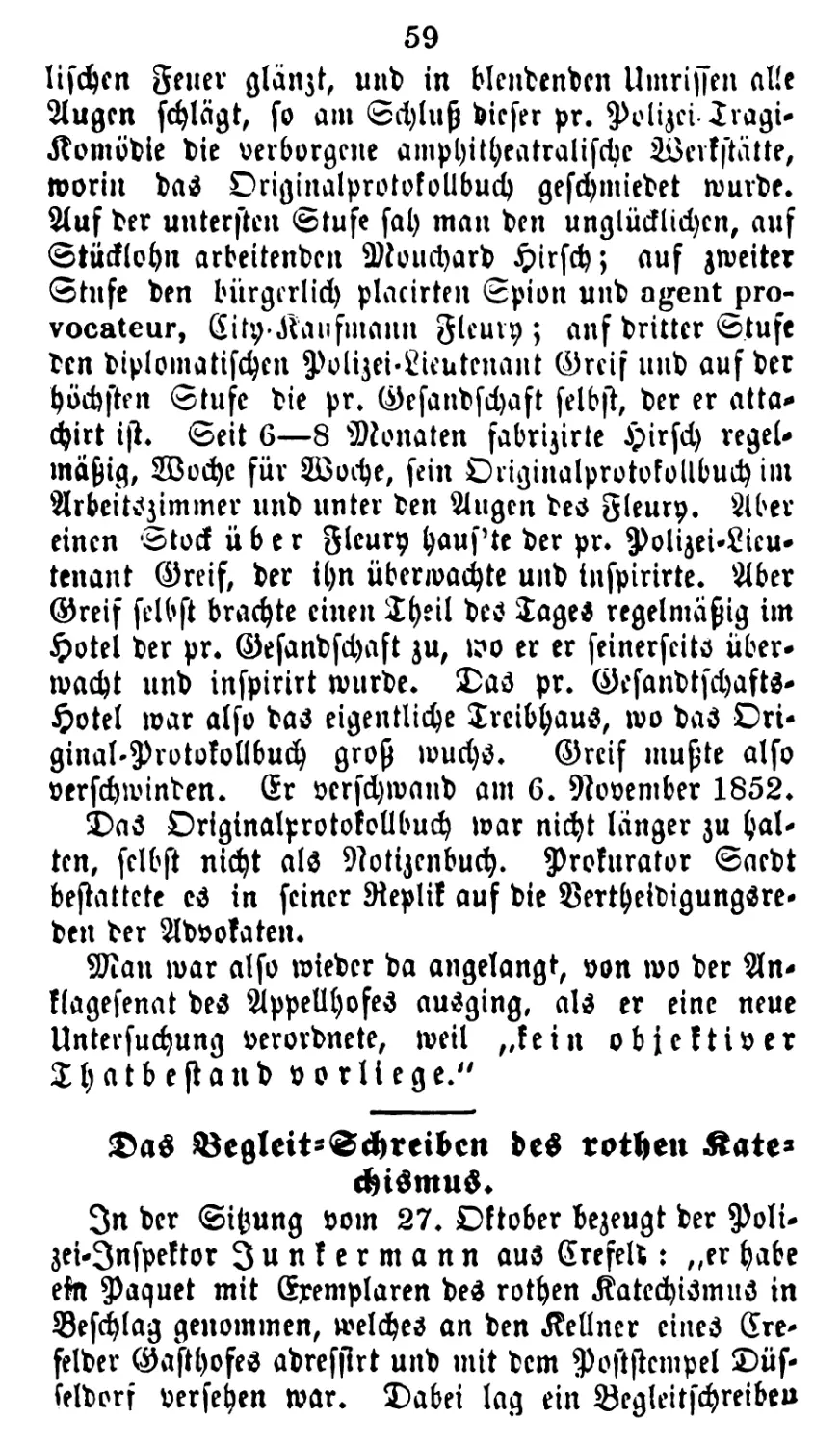 V. Das Begleitschreiben des rothen Katechismus