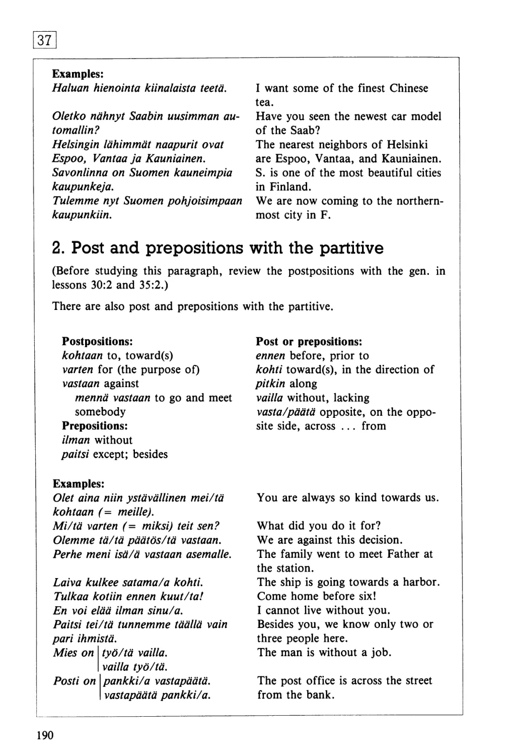 Post and prepositions with the partitive