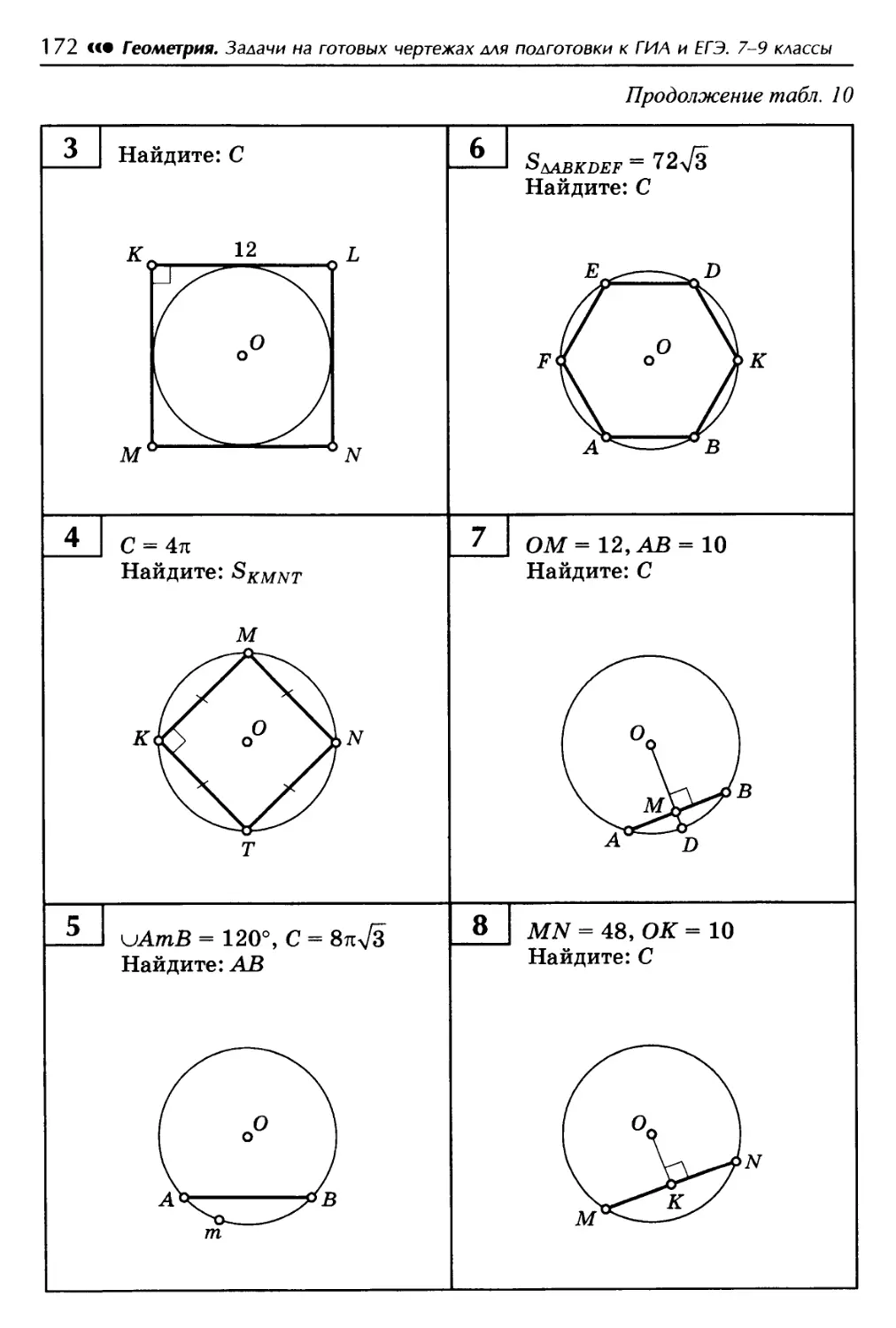 Самостоятельная работа по геометрии площадь круга. Решение задач на готовых чертежах 9 класс окружности. Задачи по готовым чертежам на длину окружности. Решение задач длина окружности и площадь круга 9 класс. Длина окружности, длина дуги на готовых чертежах.