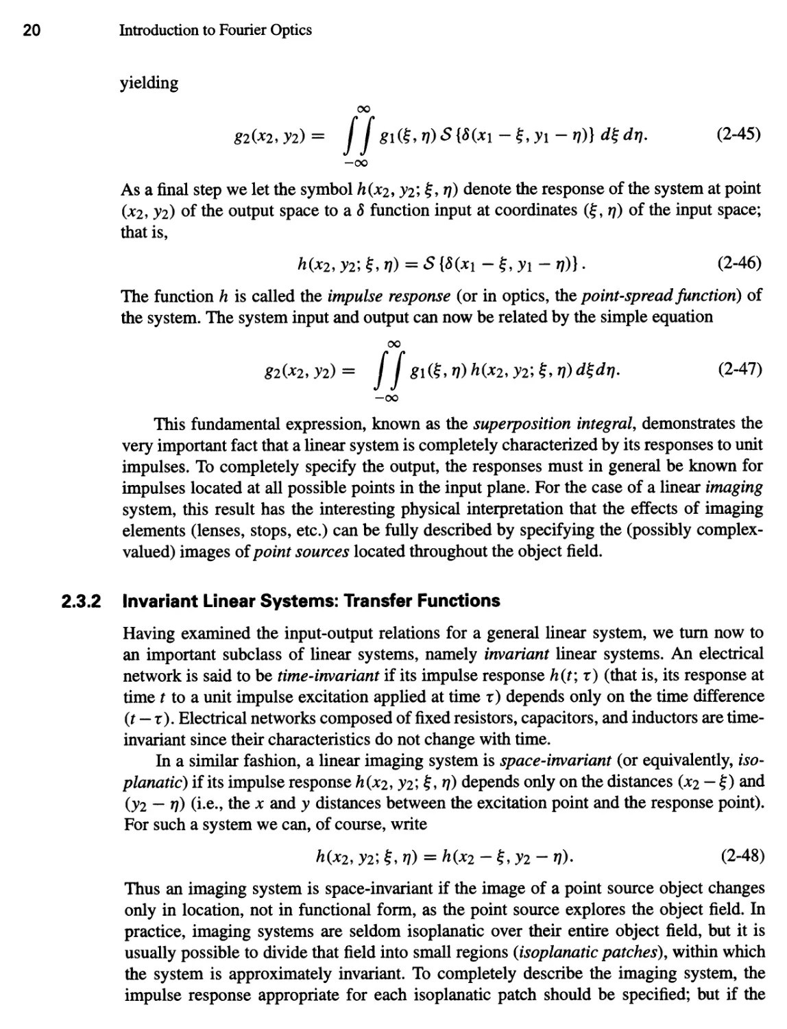 2.3.2 Invariant Linear Systems: Transfer Functions 20