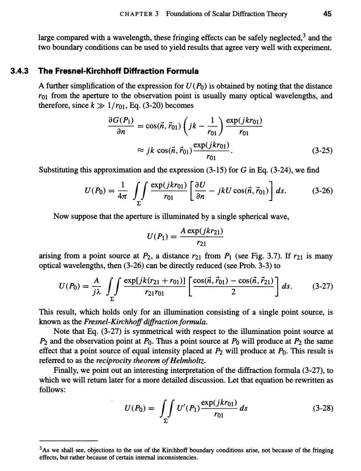 3.4.3 The Fresnel-Kirchhoff Diffraction Formula 45