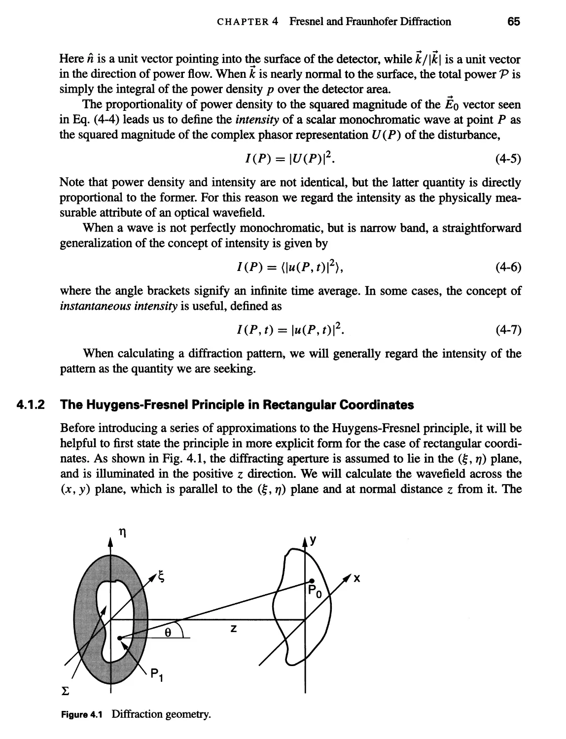 4.1.2 The Huygens-Fresnel Principle in Rectangular Coordinates 65