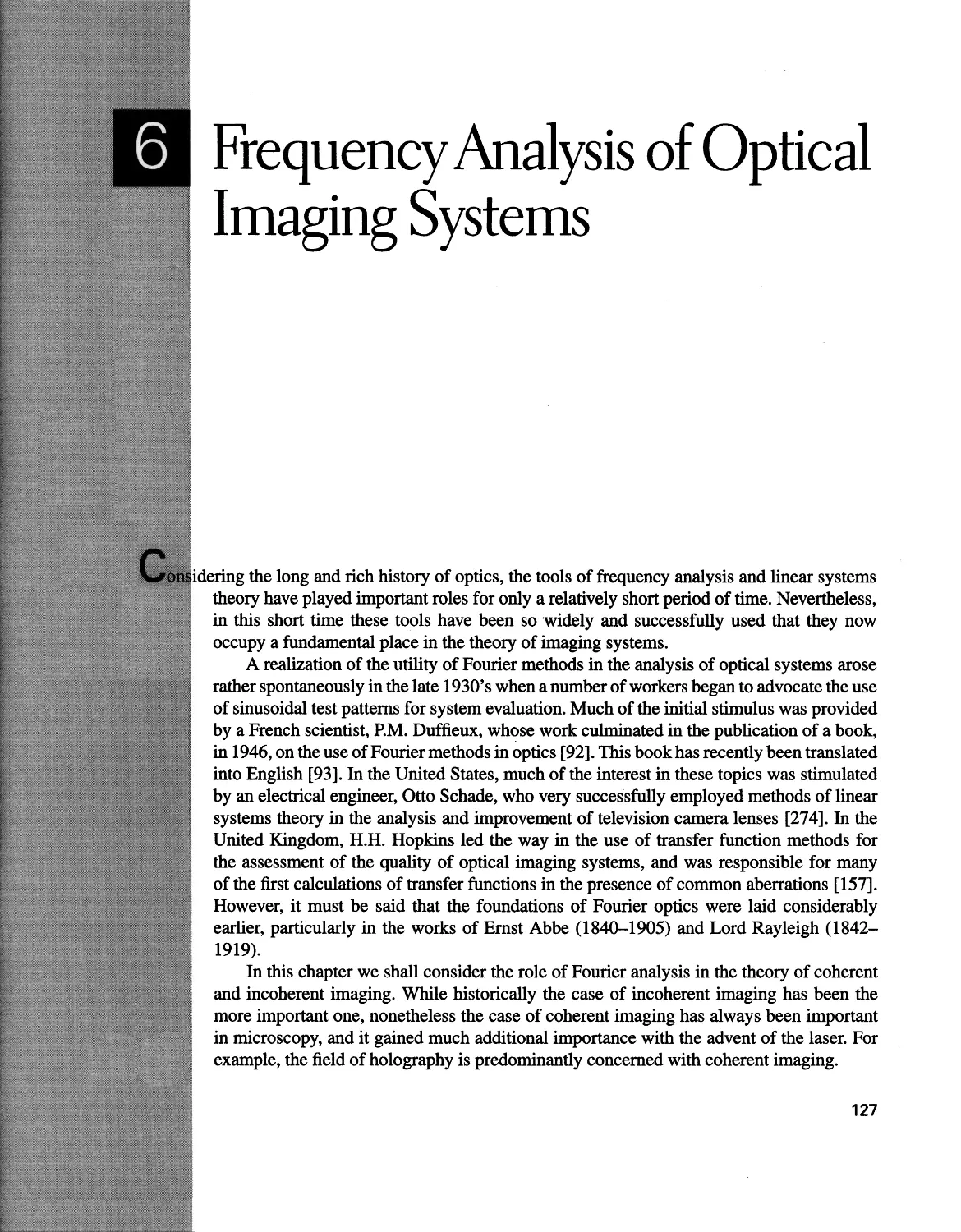 6 Frequency Analysis of Optical Imaging Systems 127