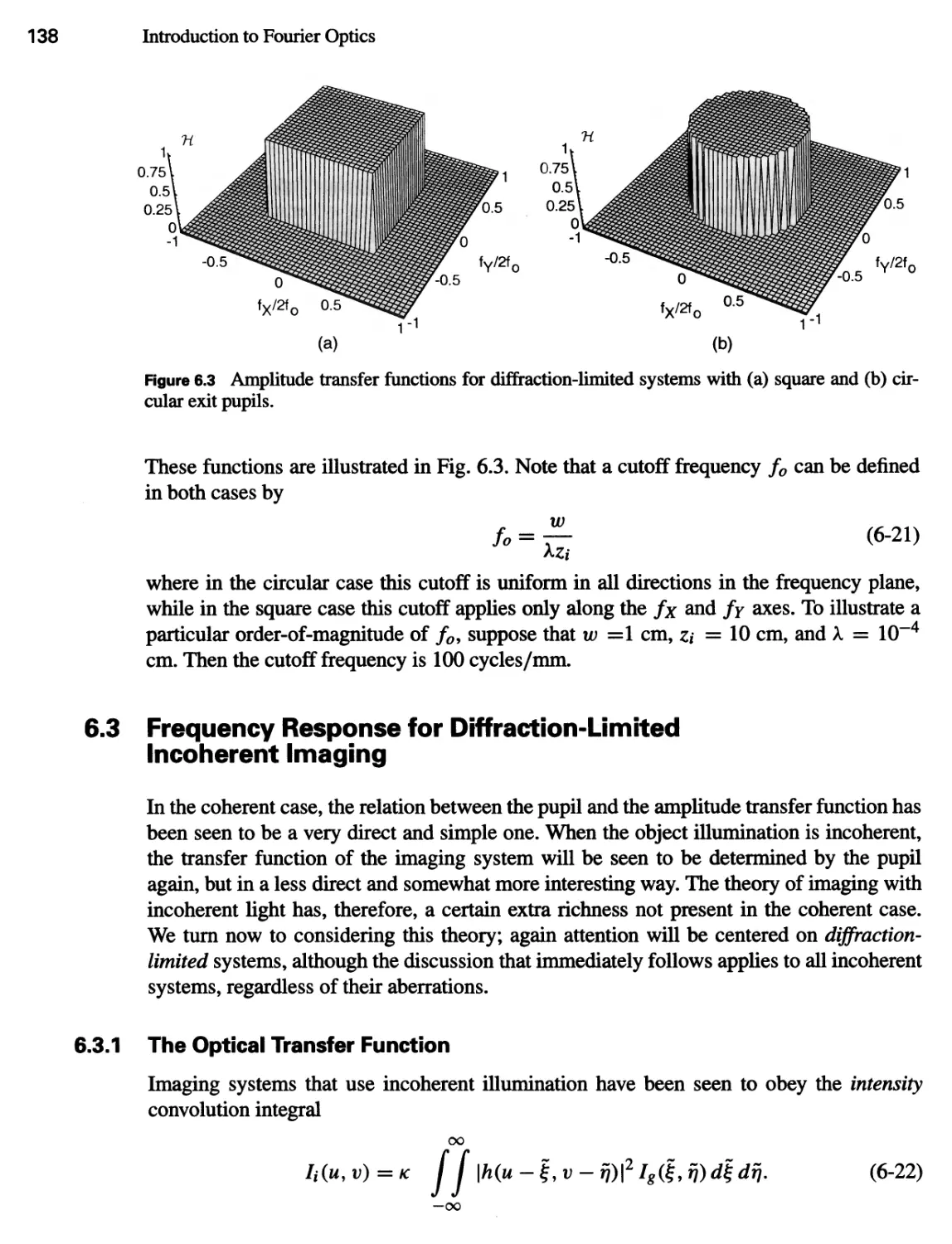 6.3 Frequency Response for Diffraction-Limited Incoherent Imaging 138