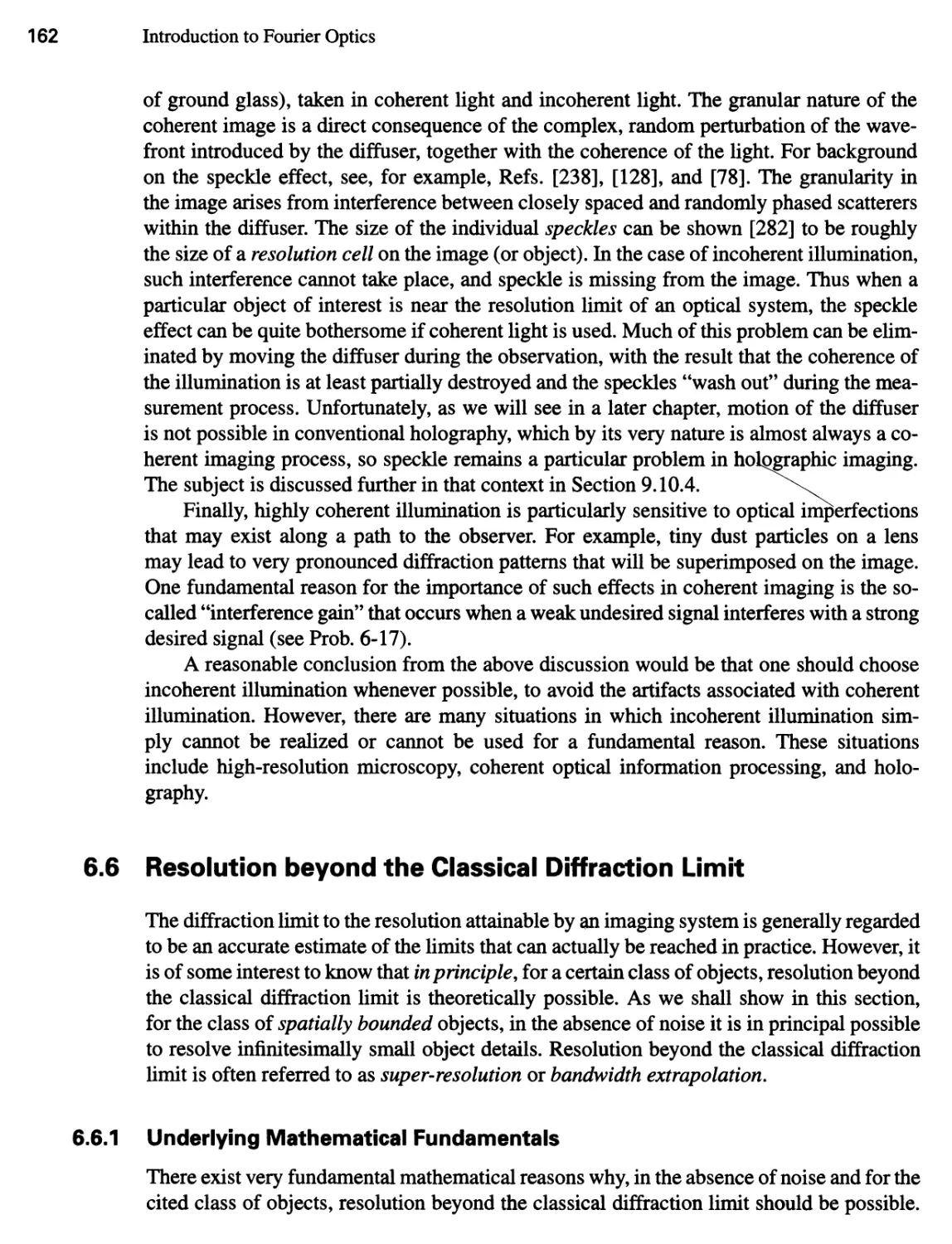 6.6 Resolution beyond the Classical Diffraction Limit 162