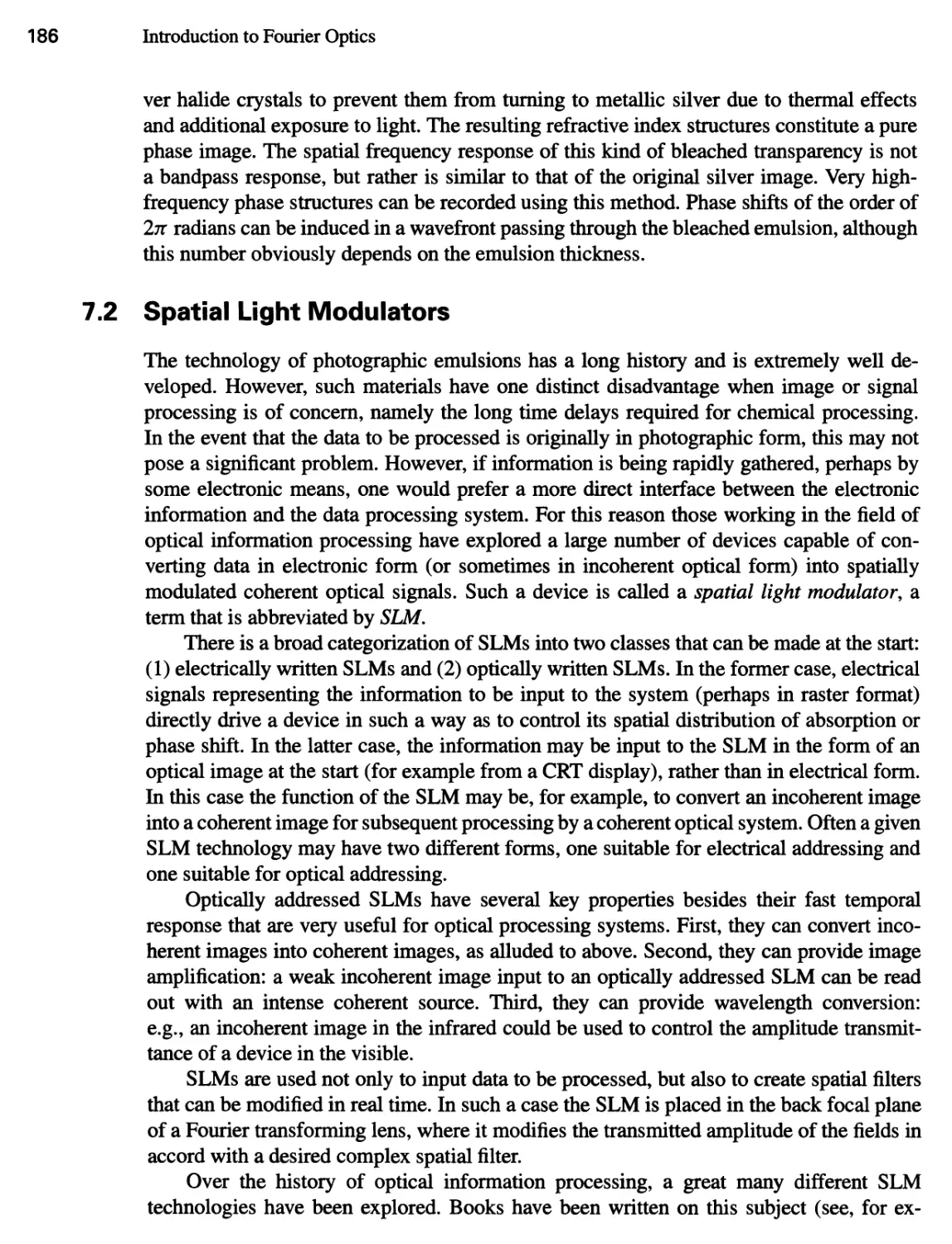 7.2 Spatial Light Modulators 186