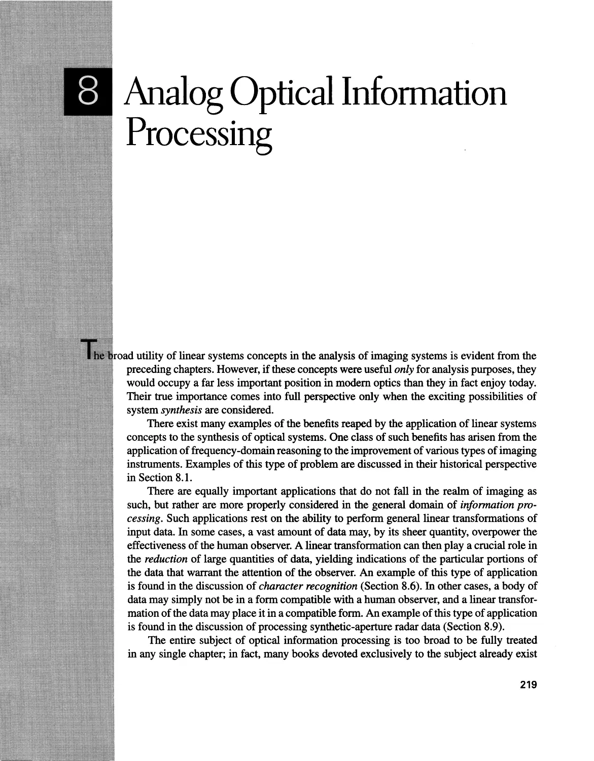 8 Analog Optical Information Processing 219