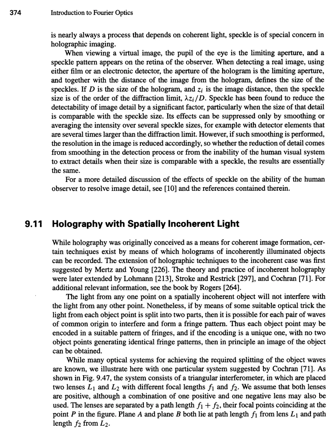 9.11 Holography with Spatially Incoherent Light 374