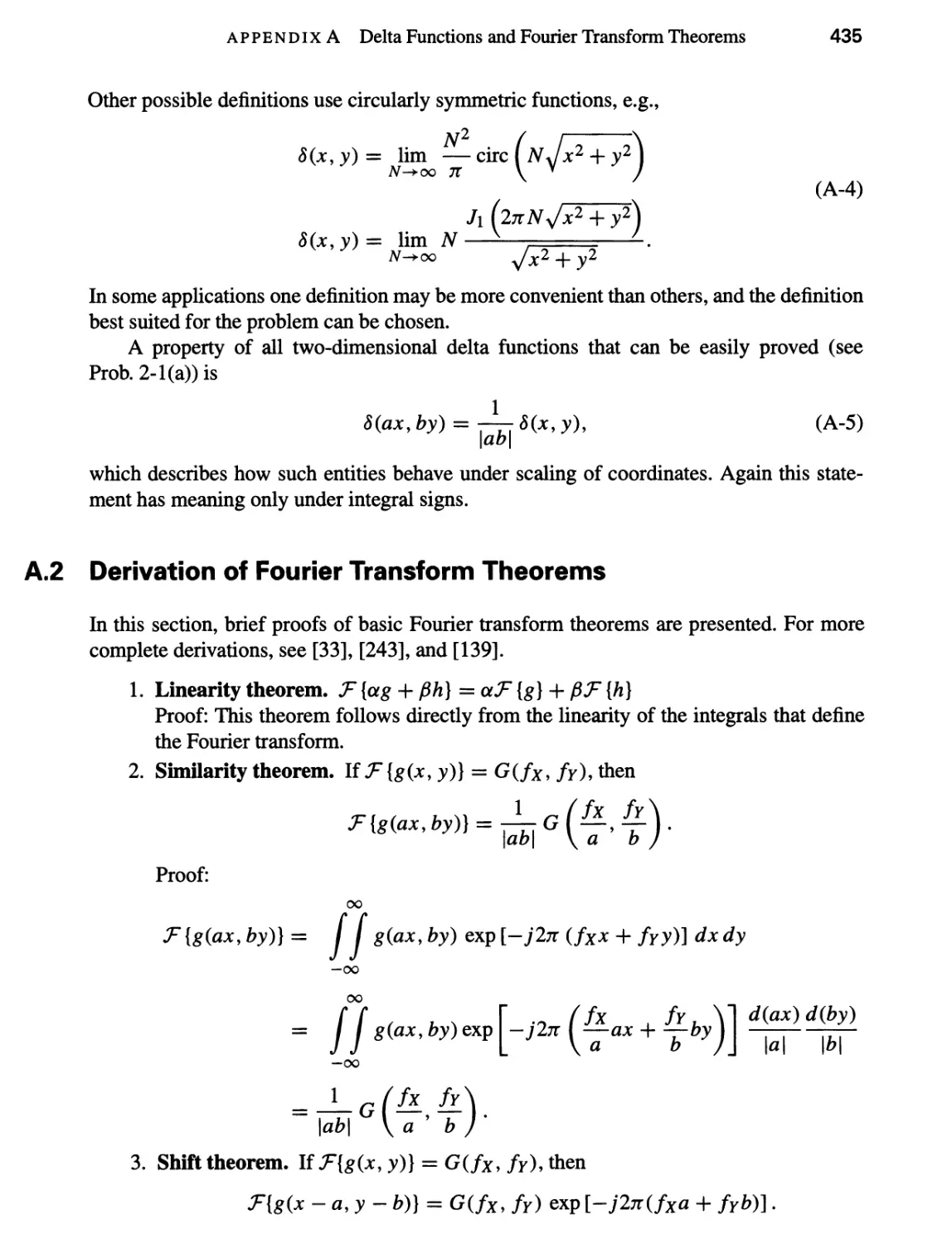 A.2 Derivation of Fourier Transform Theorems 435