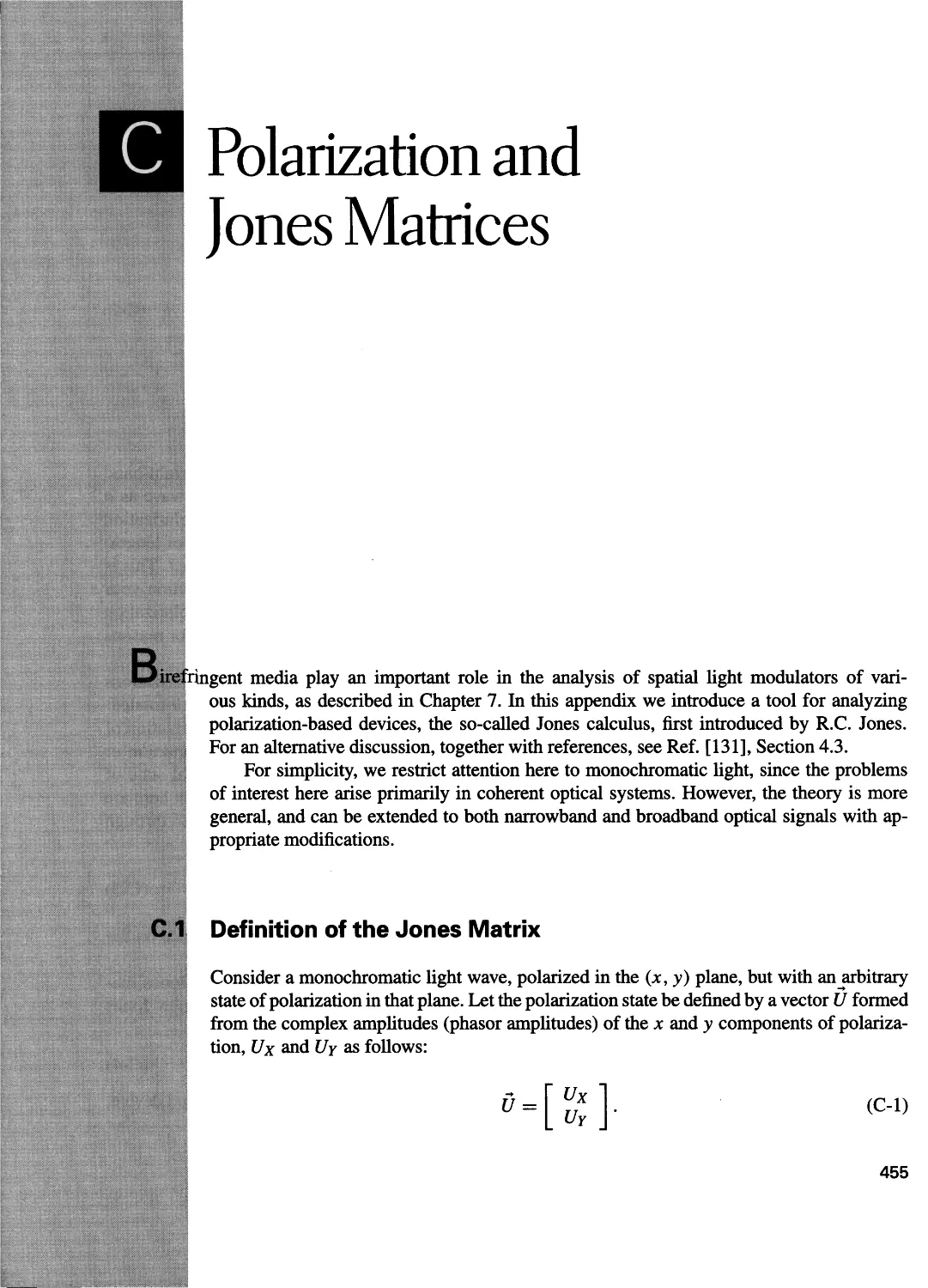 C Polarization and Jones Matrices 455