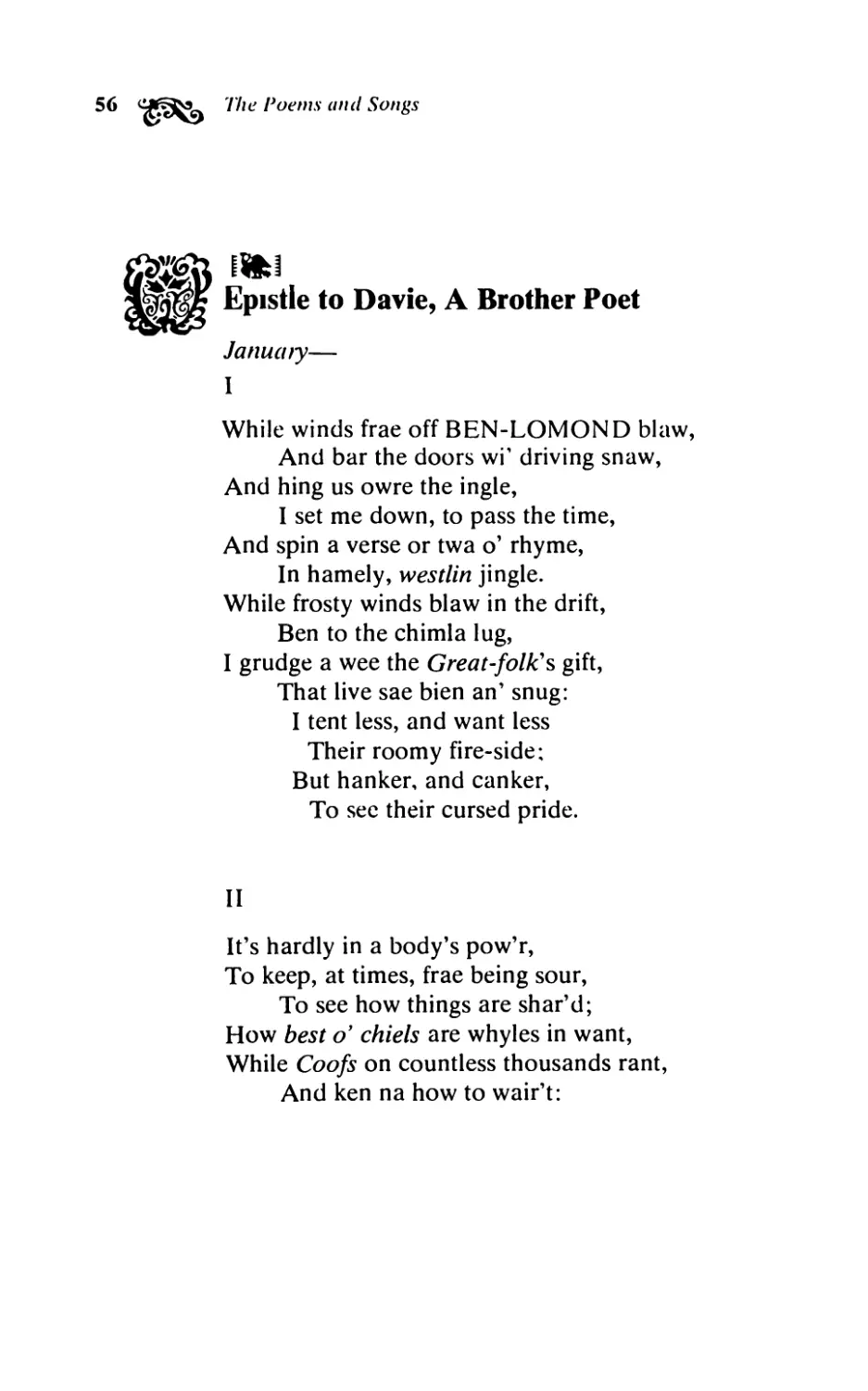 Epistle to Davie, A Brother Poet