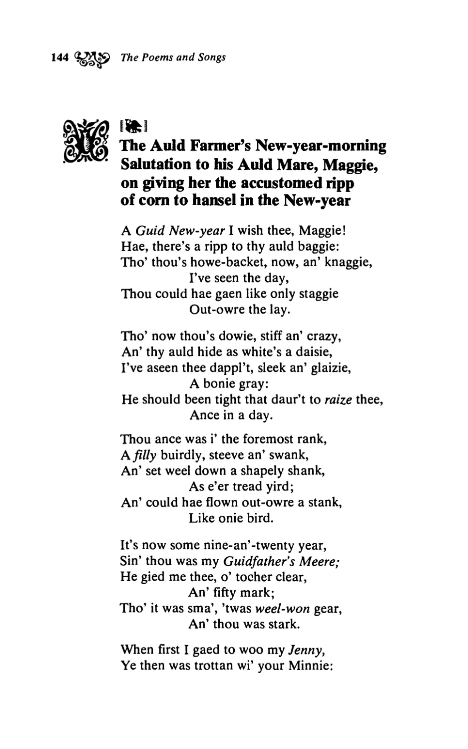 The Auld Farmer’s New-year-morning Salutation to his Auld Mare, Maggie
