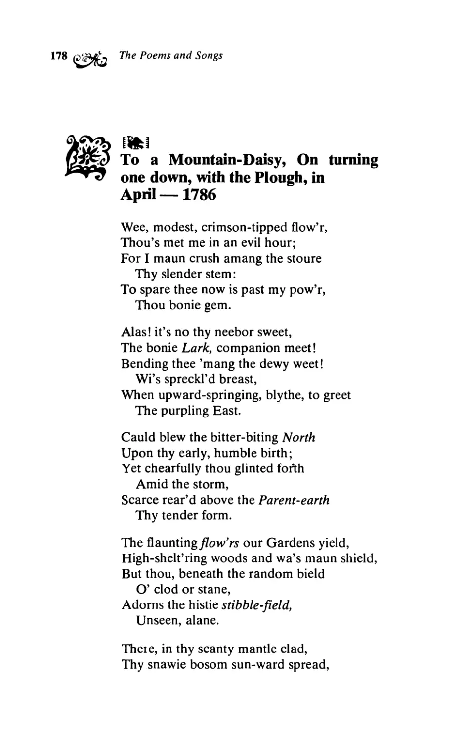 То a Mountain-Daisy, On turning one down, with the Plough, in April-1786