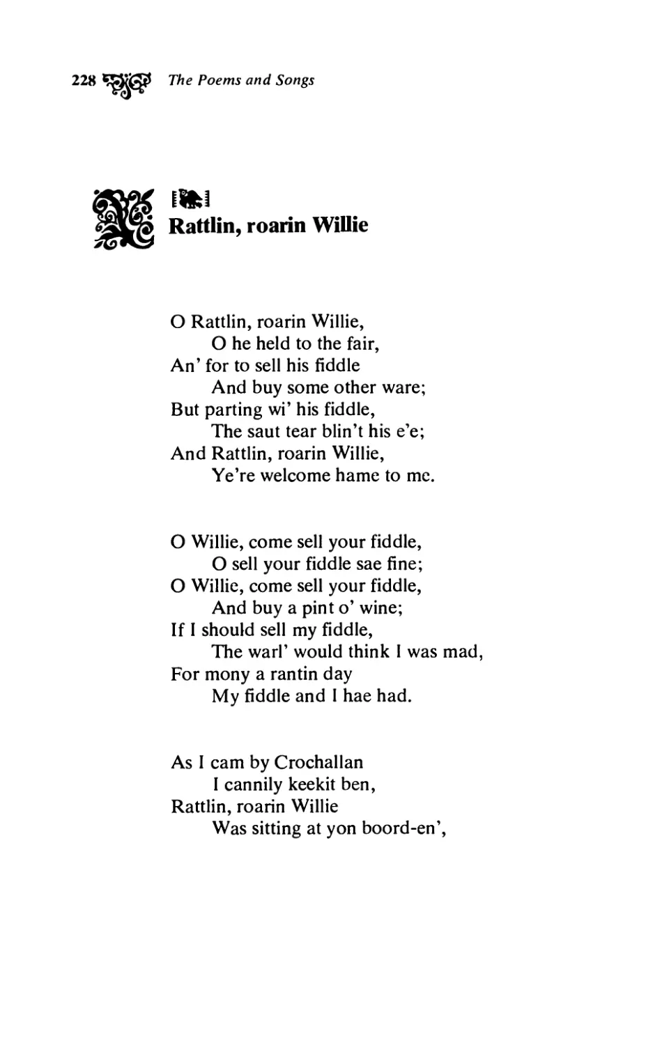 Rattlin, roarin Willie