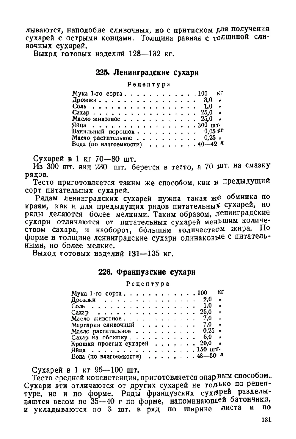 225. Ленинградские сухари
226. Французские сухари