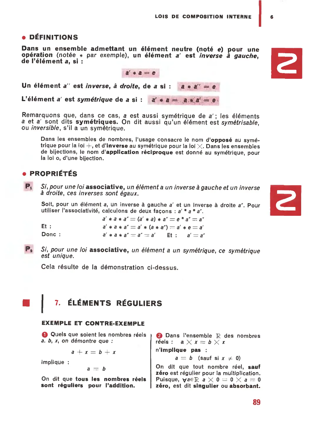 7. Éléments réguliers