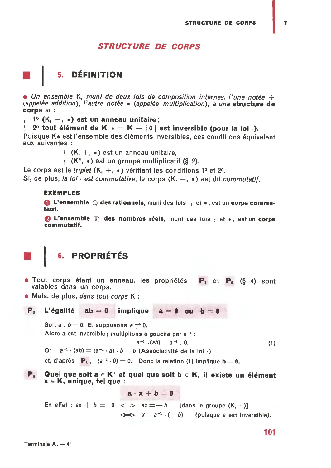 Structure de corps
6. Propriétés