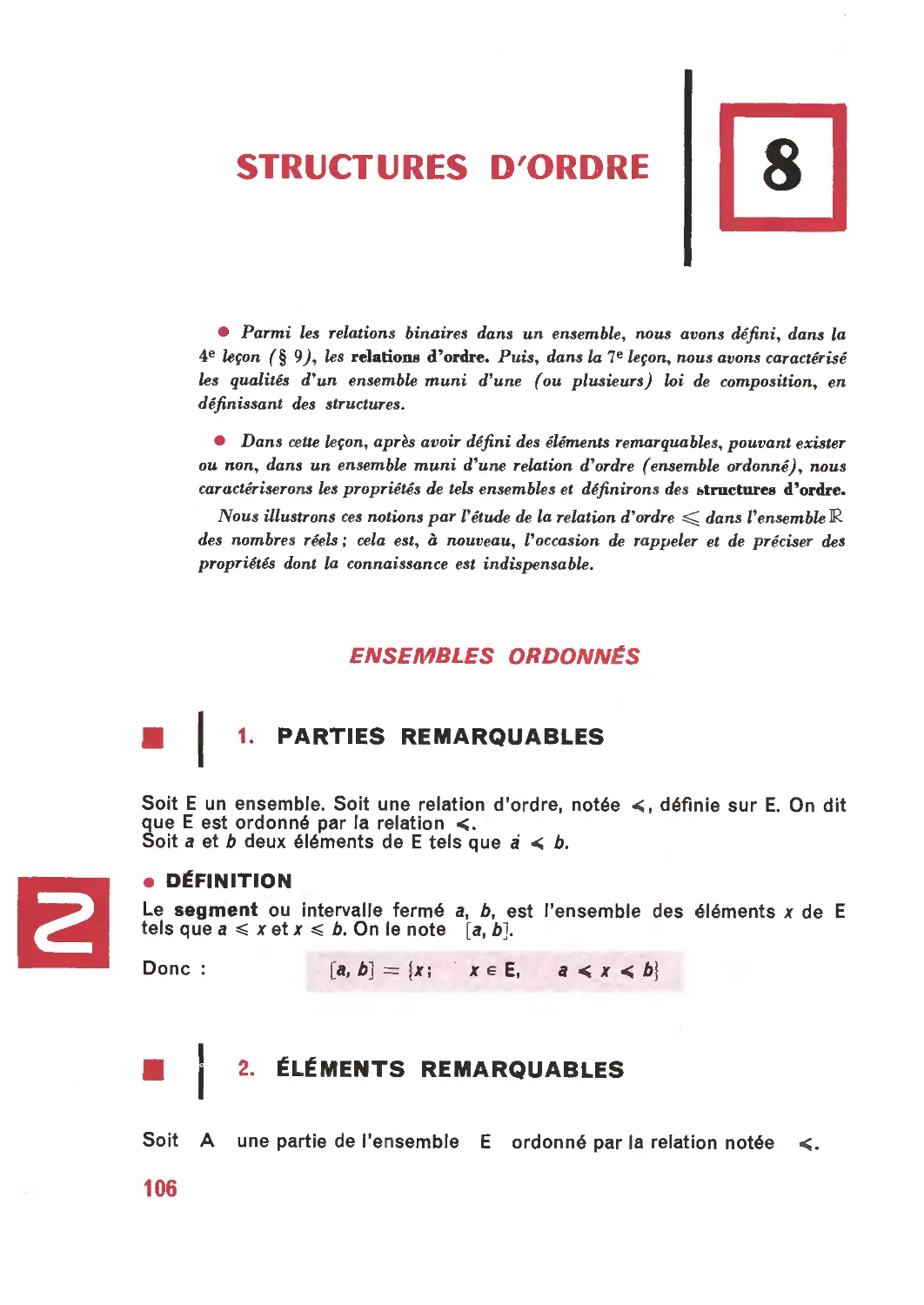 8. Structures d’ordre
2. Éléments remarquables