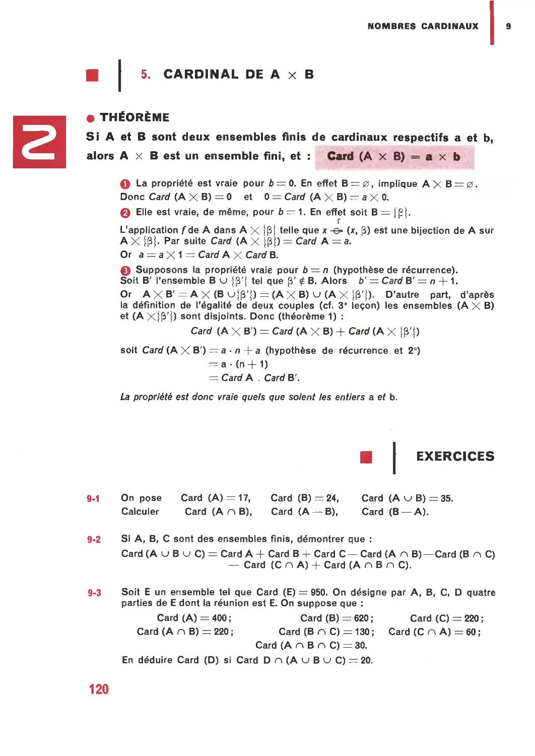 5. Cardinal de A × B
Exercices