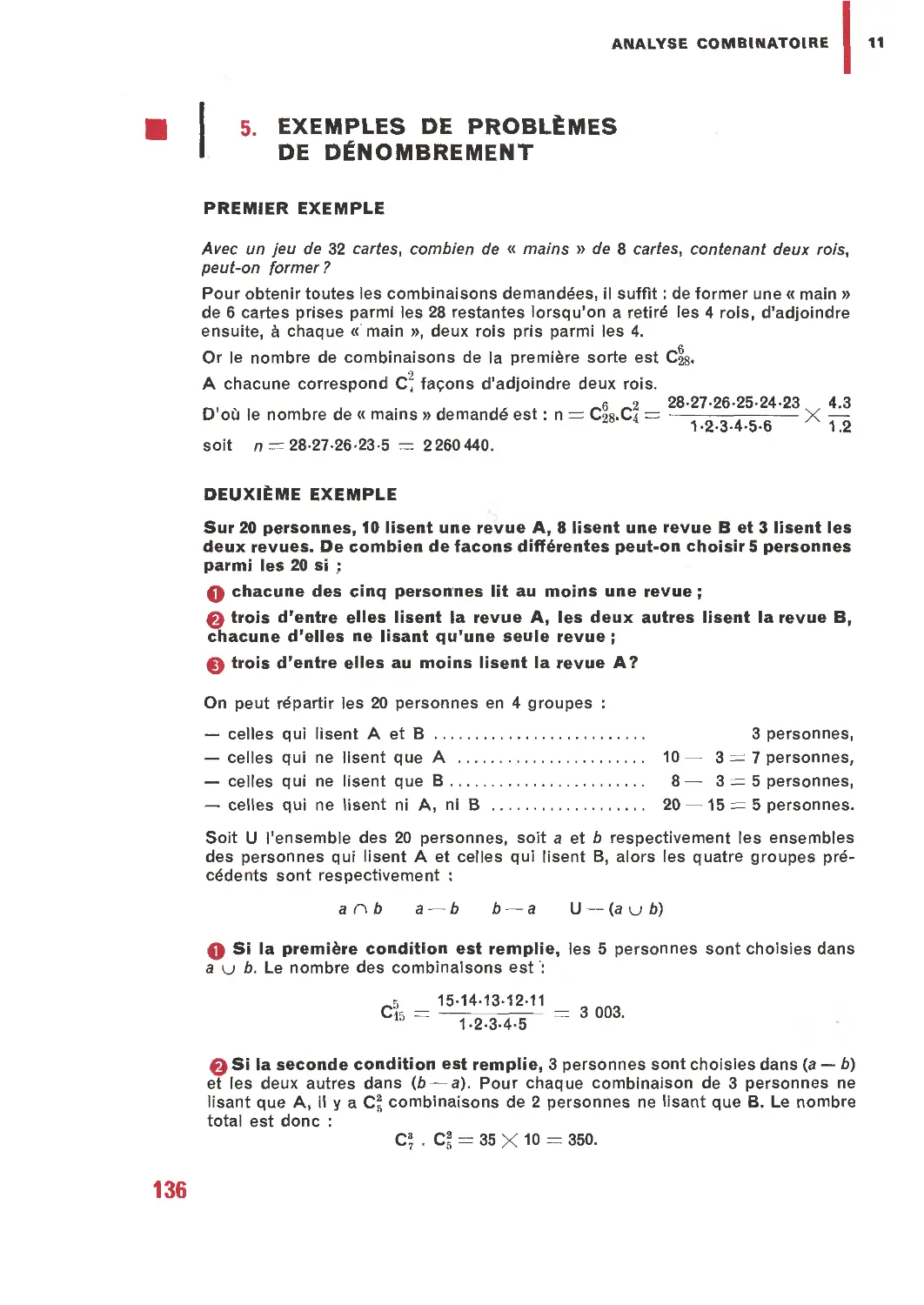 5. Exemples de problèmes de dénombrement