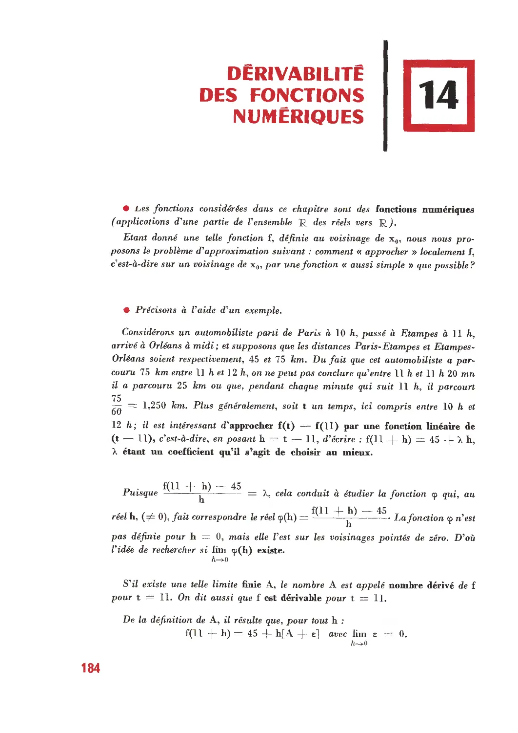 14. Dérivabilité des fonctions numériques