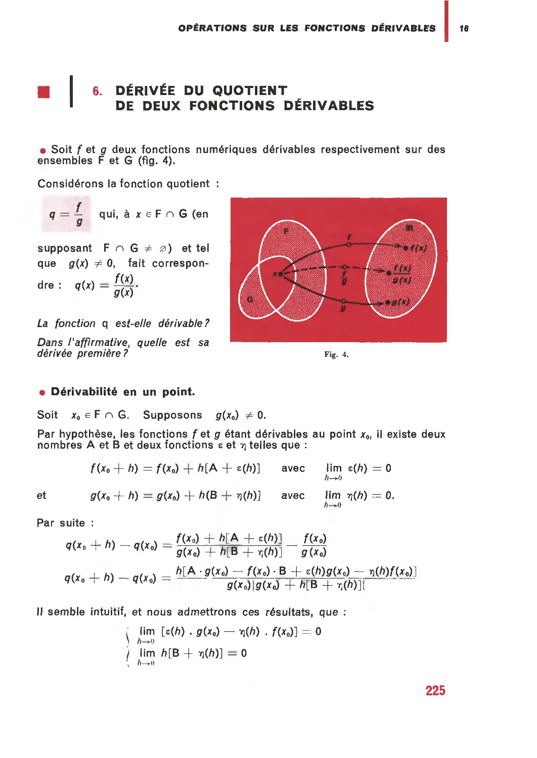 6. Dérivée du quotient de deux fonctions dérivables