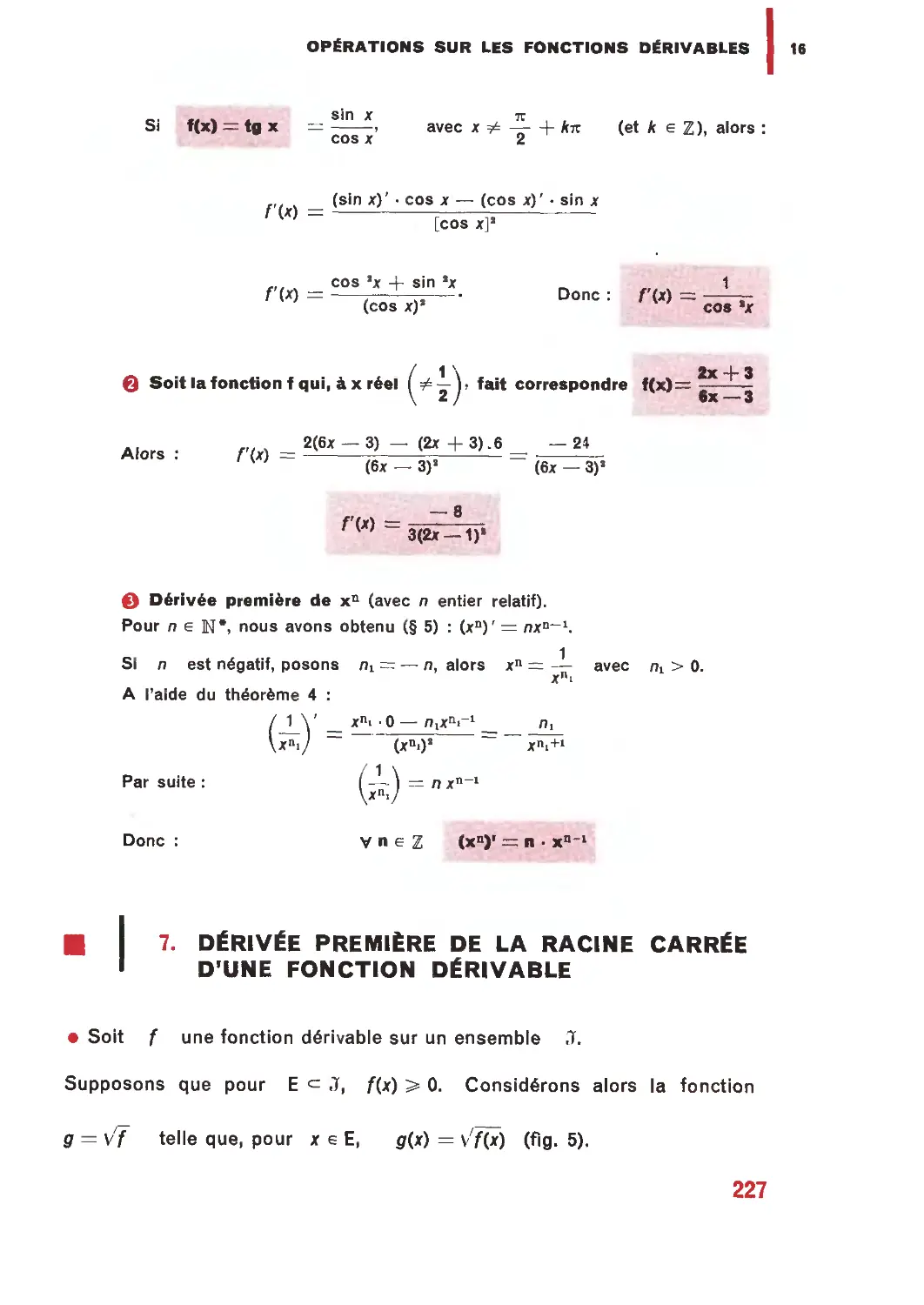 7. Dérivée première de la racine carrée d’une fonction dérivable