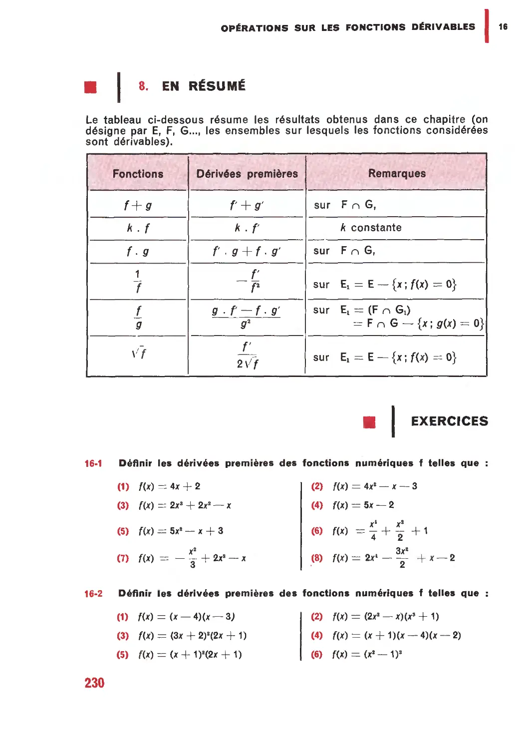 8. En résumé
Exercices