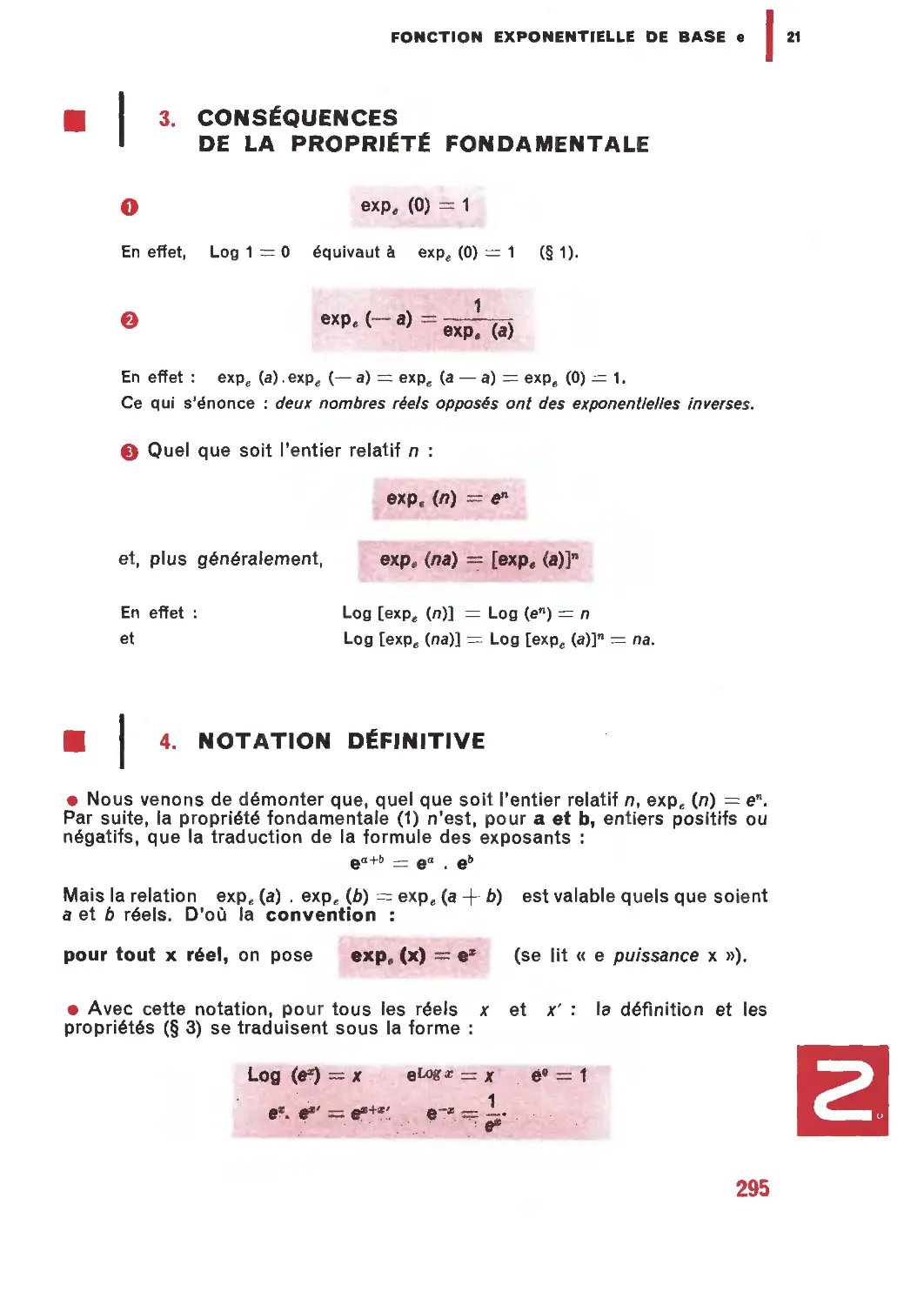 3. Conséquences de la propriété fondamentale
4. Notation définitive