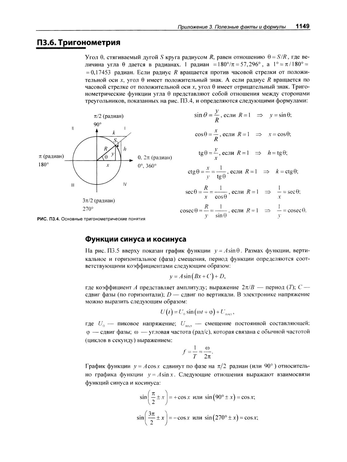П3.6. Тригонометрия
Функции синуса и косинуса